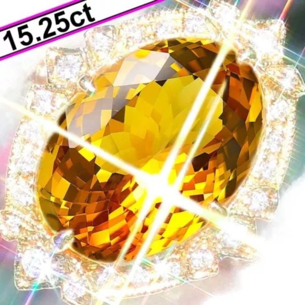 JUDITH RIPKA Aquamarine Ring 18K Gold 15.25ct Yellow Aquamarine Diamond Ring |NR